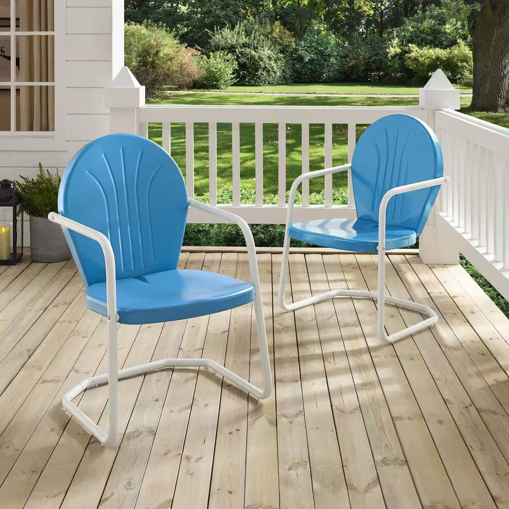 Griffith Blue Metal Outdoor Lounge Chair