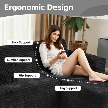 108" Modular Sectional Sofa, Cloud Boneless Couch with Deep Seats and Chaise, Modern Upholstered L-Shape Couch for Living Room or Bedroom, No Assembly Required