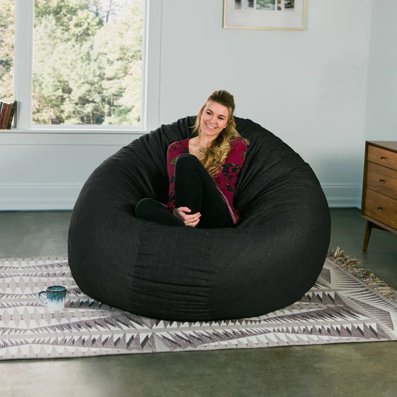 Cocoon 6 Foot Bean Bag Chair - Denim, Black