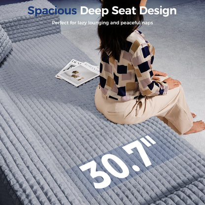 101" Couch for Living Room Furniture Diamond Boneless Sofa with 31-Inch Extra Deep Seat, No Assembly, Gray
