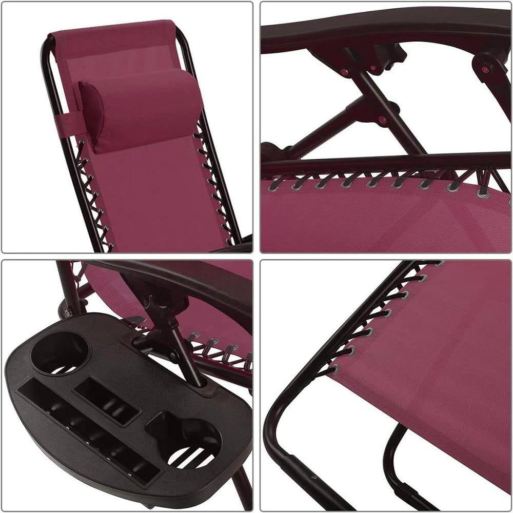 Versatile Black Flexible Aluminum Outdoor Lounge Chair in Wine (Set of 1)