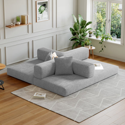 Convertible Sleeper Sofa Bed,Compressed Floor Boneless Couch,Modular Modern Corduroy Sofa for Living Room Bedroom,Easy Assembly(Grey)78.8''