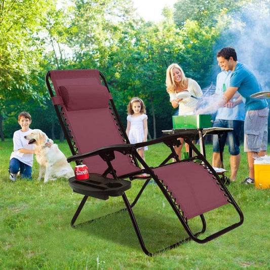 Versatile Black Flexible Aluminum Outdoor Lounge Chair in Wine (Set of 1)