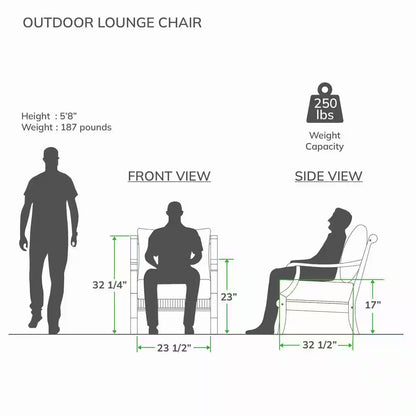 Mosko Premium Indonesia Teak Wood Outdoor Lounge Chair with Beige Cushion