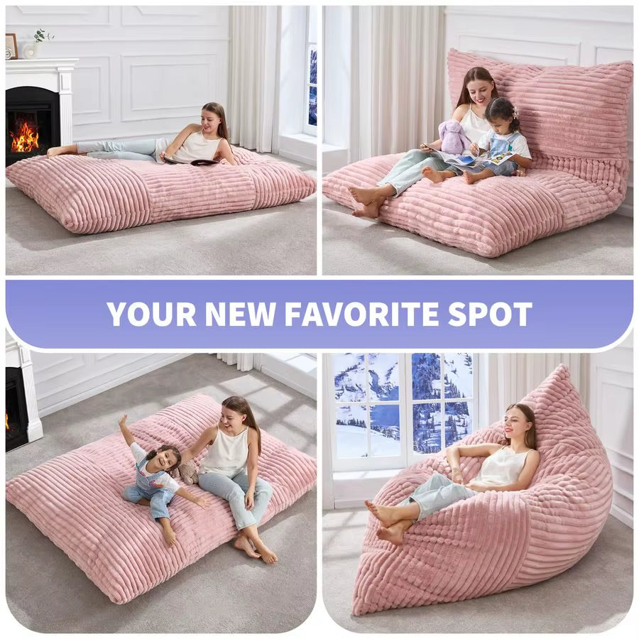 3 in 1 Bean Bag Chair Giant Bean Bag Chairs Convertible Bean Bag Floor Cushion with Machine Washable Cover, Beanbag Chairs For