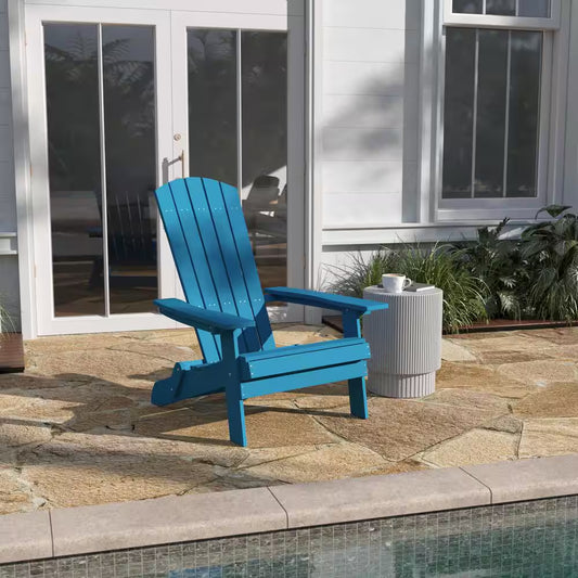 Blue Resin Outdoor Lounge Chair