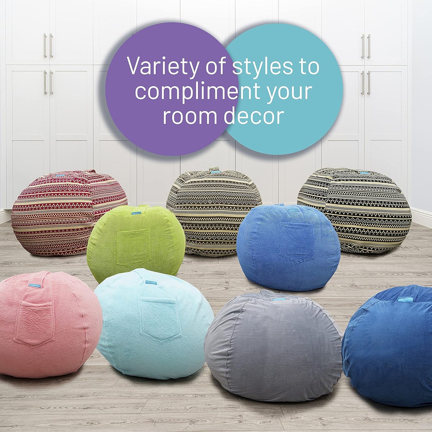 Stuffed Animal Storage Bean Bag Chair - Kids & Teens