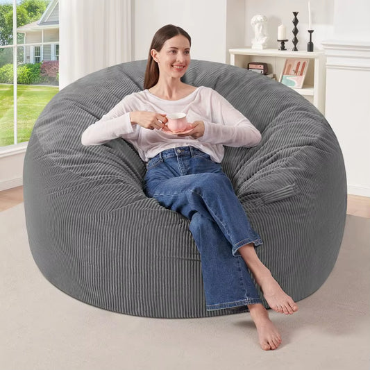 3FT Bean Bag Chair,Giant Bean Bag Chairs for Adults,Big Bean Bags with Memory Foam Filled, Large Beanbag Chairs with Soft Cordu
