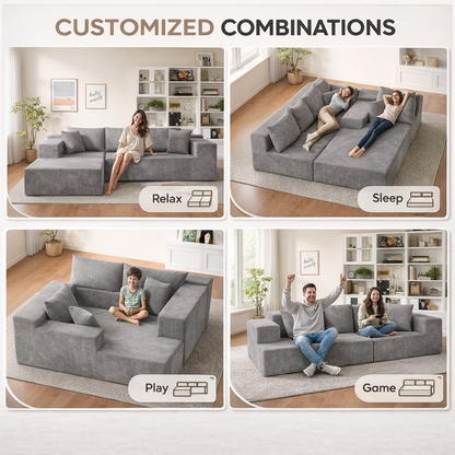 108" Modular Boneless Cloud Couch – Deep Seat Sectional