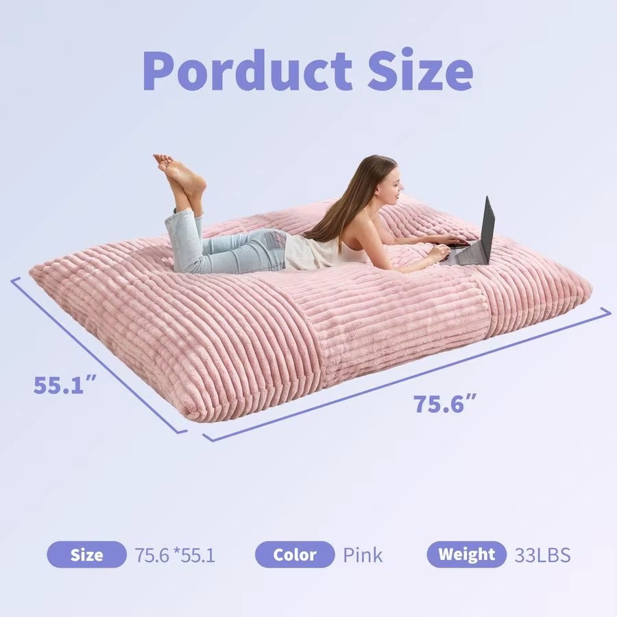 3 in 1 Bean Bag Chair Giant Bean Bag Chairs Convertible Bean Bag Floor Cushion with Machine Washable Cover, Beanbag Chairs For