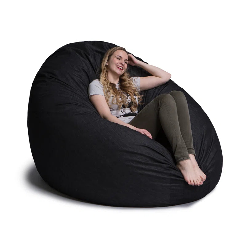 Cocoon 6 Foot Bean Bag Chair - Denim, Black