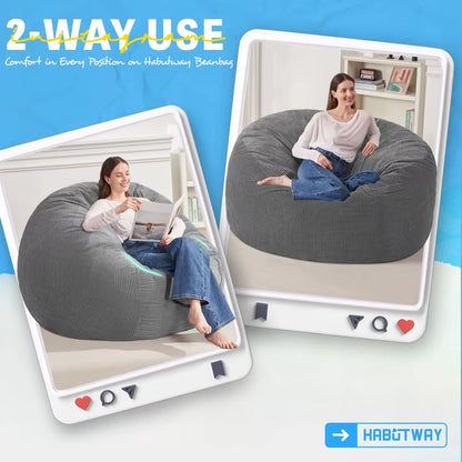 3FT Bean Bag Chair,Giant Bean Bag Chairs for Adults,Big Bean Bags with Memory Foam Filled, Large Beanbag Chairs with Soft Cordu