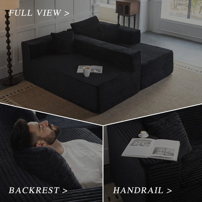 108" Modular Sectional Sofa, Cloud Boneless Couch with Deep Seats and Chaise, Modern Upholstered L-Shape Couch for Living Room or Bedroom, No Assembly Required