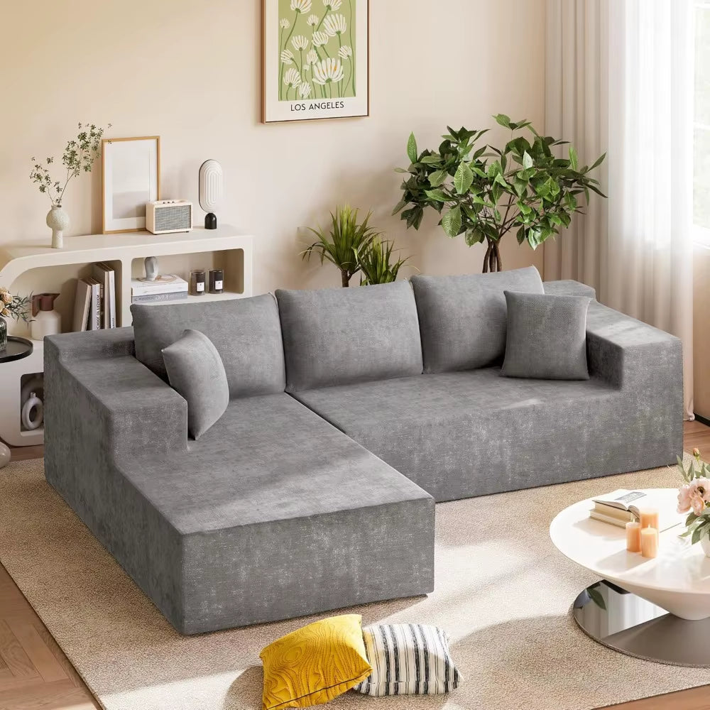 108 Modular Sectional Sofa, Boneless Couch with L-Shape Chaise, Cloud Couch with Deep Seat Upholstered, No Assembly