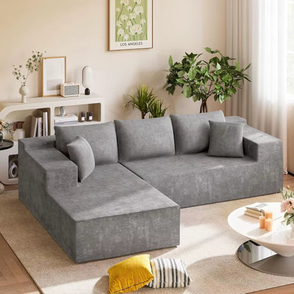 108 Modular Sectional Sofa, Boneless Couch with L-Shape Chaise, Cloud Couch with Deep Seat Upholstered, No Assembly