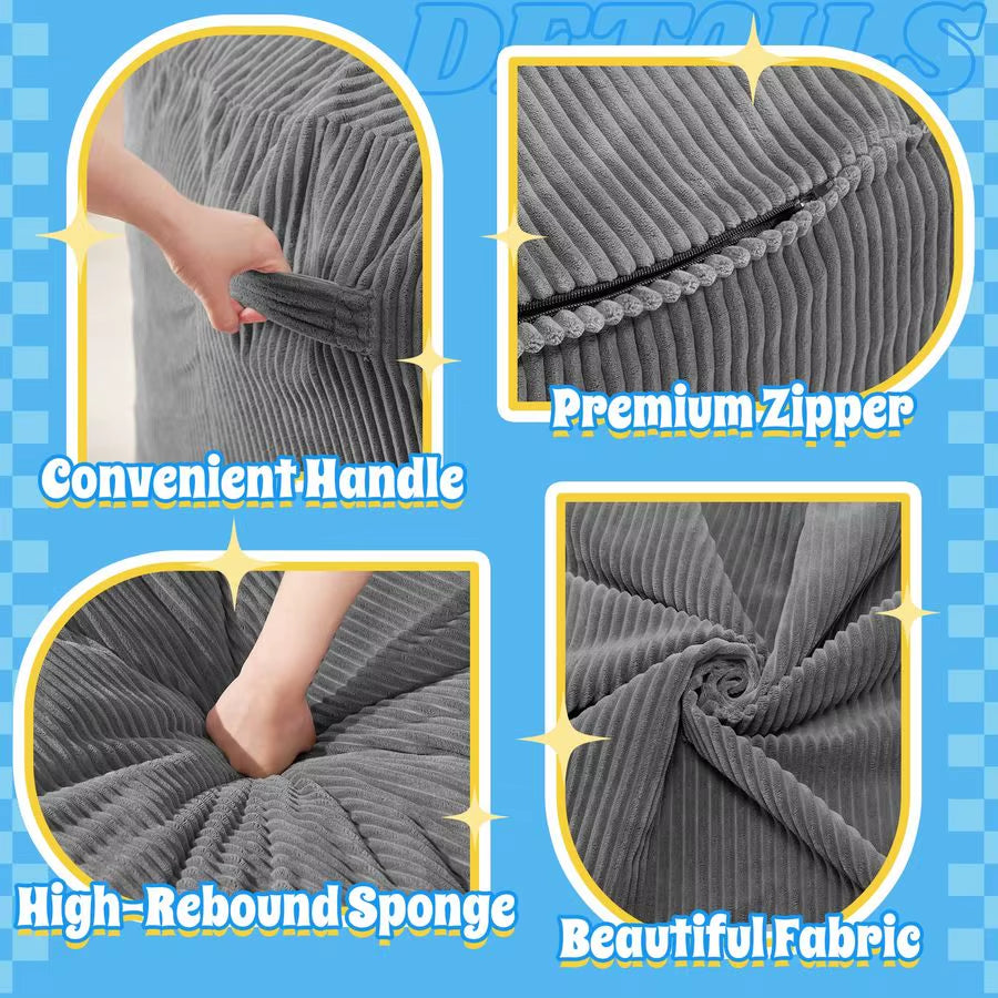 3FT Bean Bag Chair,Giant Bean Bag Chairs for Adults,Big Bean Bags with Memory Foam Filled, Large Beanbag Chairs with Soft Cordu