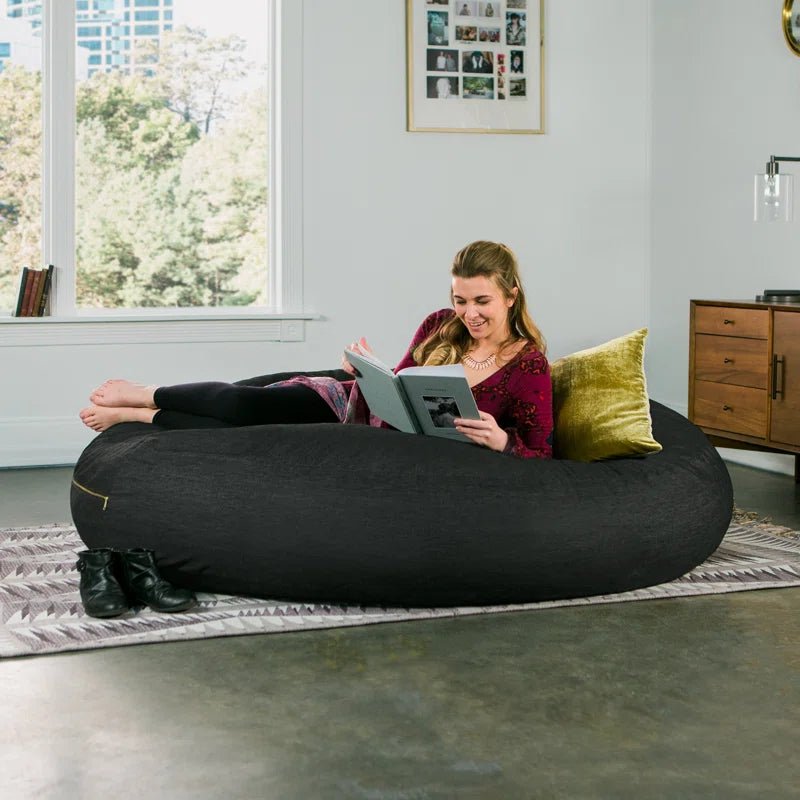 Cocoon 6 Foot Bean Bag Chair - Denim, Black