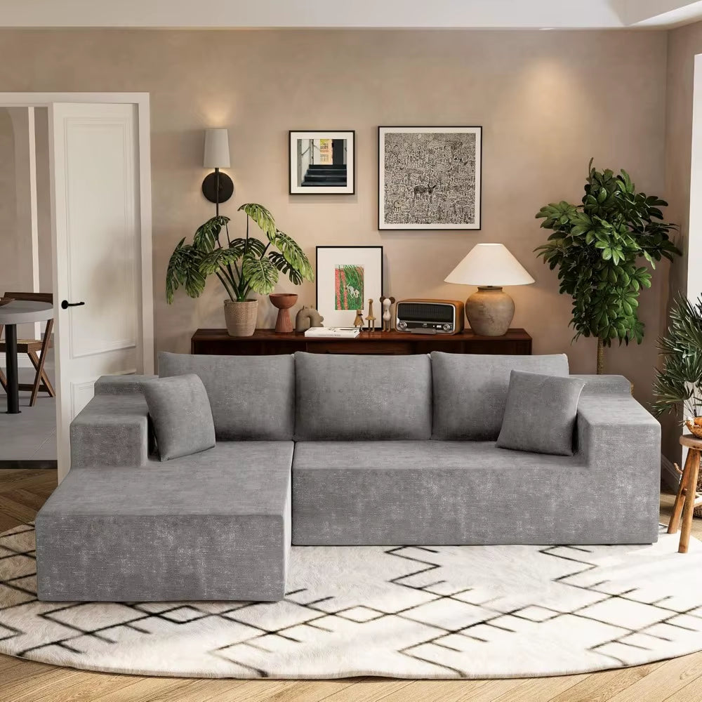 108 Modular Sectional Sofa, Boneless Couch with L-Shape Chaise, Cloud Couch with Deep Seat Upholstered, No Assembly