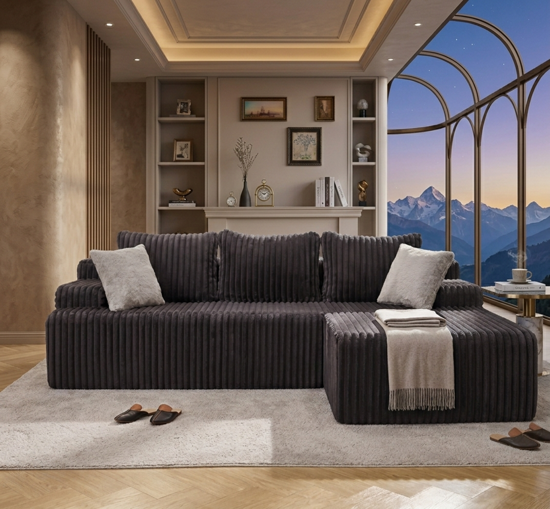 FORMEXA 96" Boneless Cloud Modular Sectional Sofa – L-Shape Memory Foam Oversize Chaise